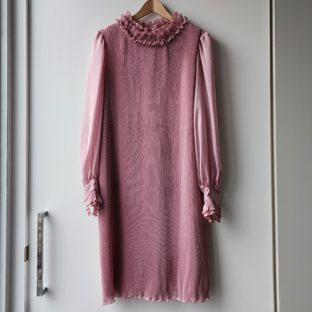 Vintage Blush Ruffle Midi Dress